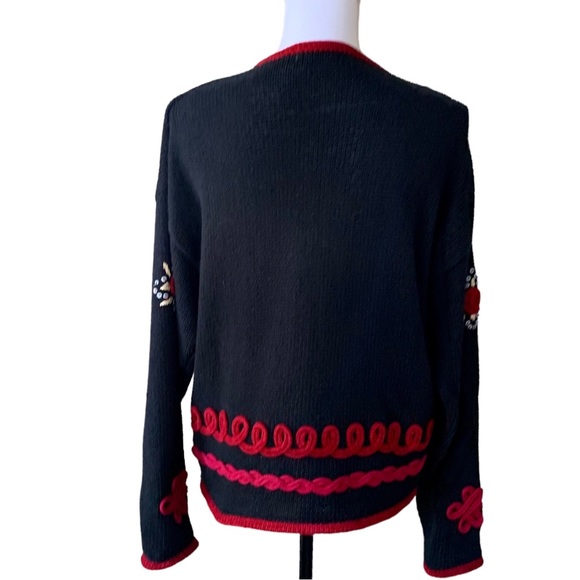 VINTAGE AMANDA SMITH EMBROIDERED EMBELLISHED FLORAL CARDIGAN SWEATER - Picture 15 of 16